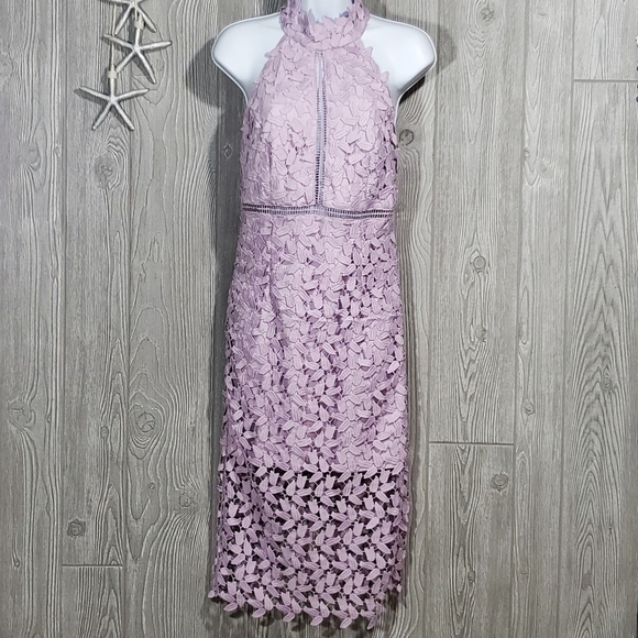 Bardot Gemma Dress Size 6 Halter Embroidered Lace Sleeveless Wedding - Picture 5 of 13